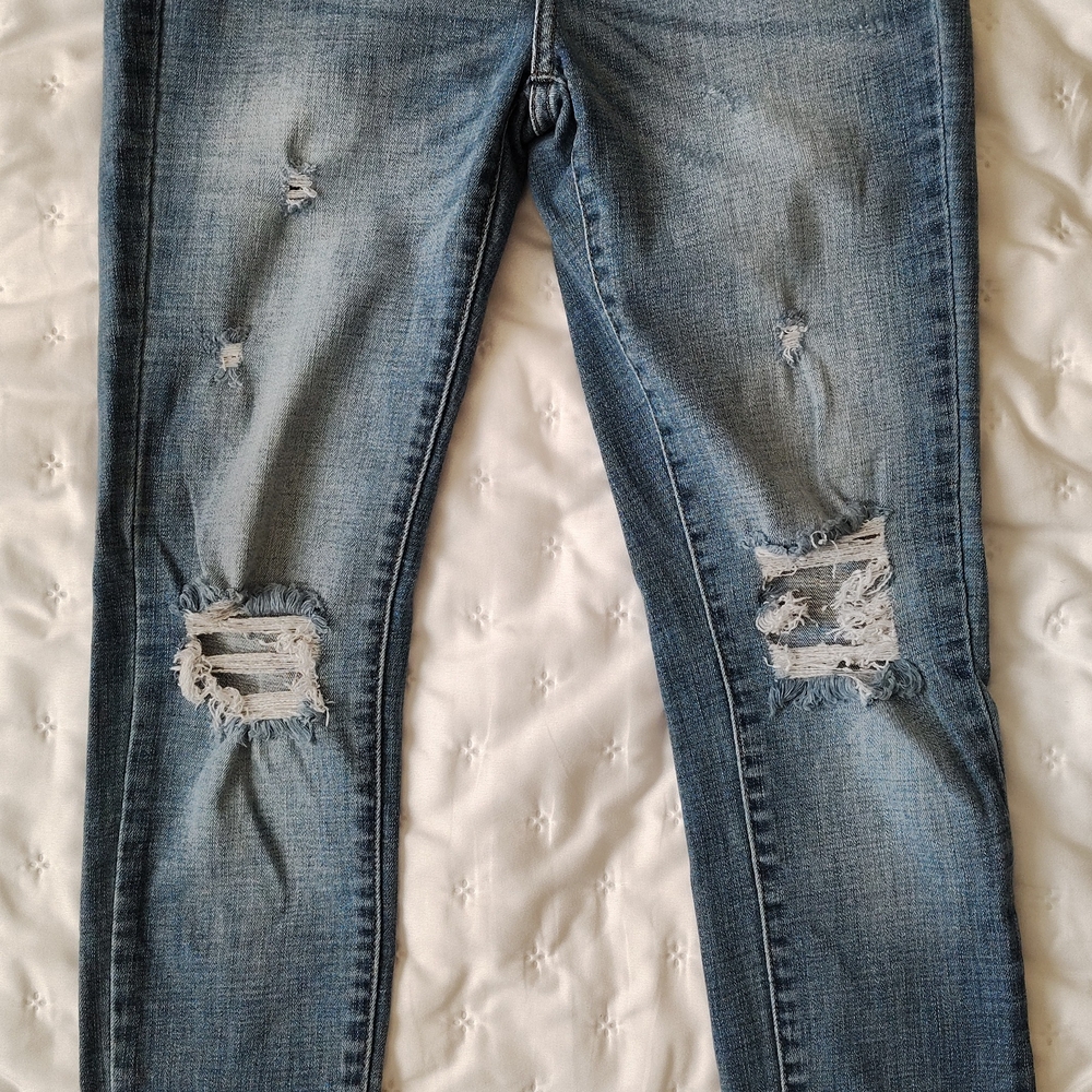 KanCan Blue Skinny Distressed Jeans with Rips